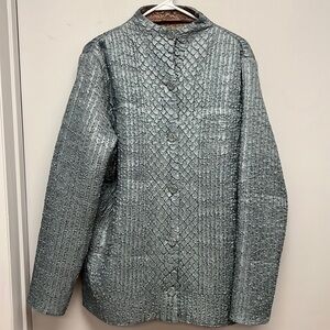 Women’s Reversible Quilt Like Button Up Shirt Jacket